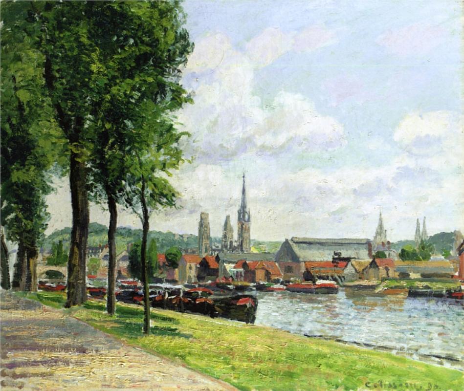 The Cours la Riene, The Notre Dame Cathedral, Rouen - Camille Pissarro Paintings